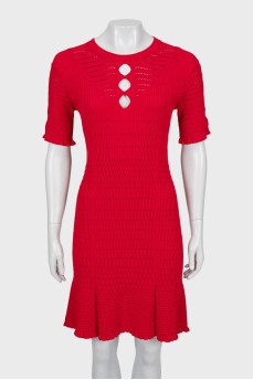 Red dress with embossed pattern
