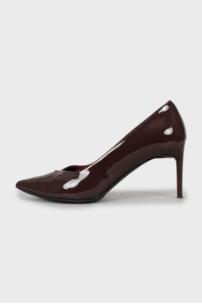 Burgundy patent leather shoes