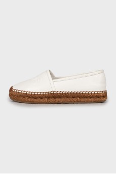 Leather espadrilles with woven sole