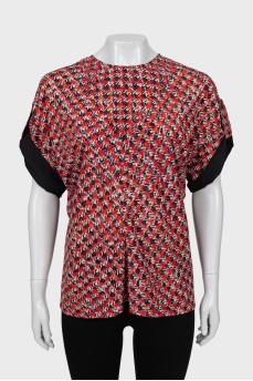 Silk blouse with short sleeves