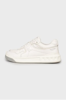 White leather sneakers with perforations