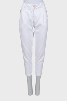 White tapered trousers