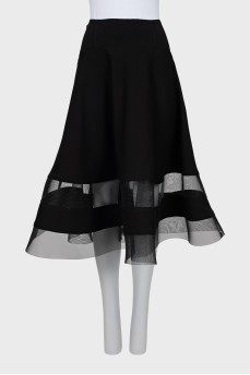 Black skirt with mesh inserts