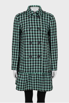 A-line coat in check print
