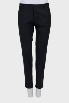 Black wool trousers with arrows