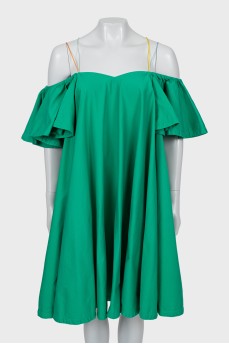 Green shift mini dress