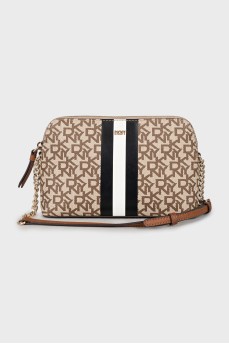 Faux leather bag in signature print