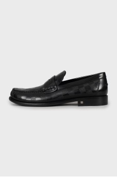 Men's leather loafers with embossing