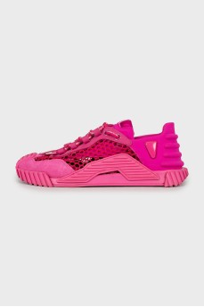 Pink sneakers with mesh inserts