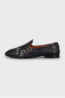 Men's black leather loafers