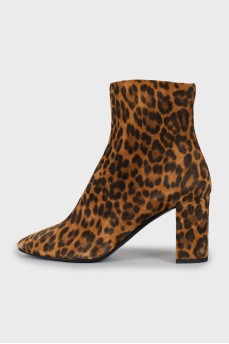Animal print suede ankle boots