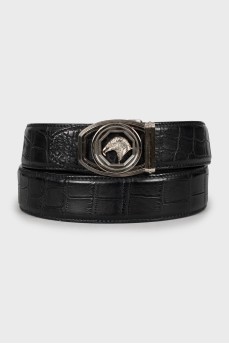 Men's leather belt with embossing