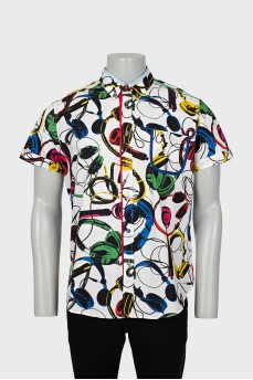 Men's printed shirt with short sleeves