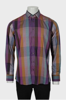 Men's mixed-color checkered shirt