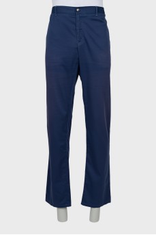 Men's blue trousers with elastic waistband