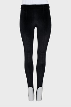Velor leggings with stitched creases