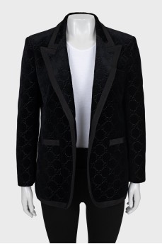 Velor jacket with signature embossing