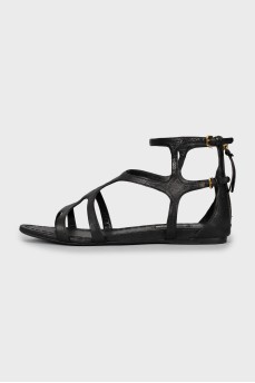 Leather sandals with gold hardware