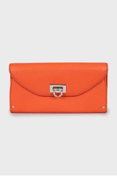 Orange wallet with embossed leather