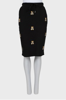 Fitted skirt with embroidered print