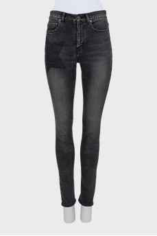 Black skinny fit jeans with print