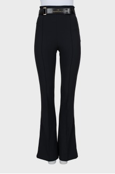 Black flared trousers with belt