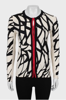 Black and white wool and silk cardigan