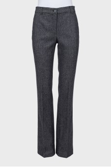 Flared trousers in small print