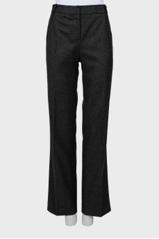 Gray flared trousers with arrows