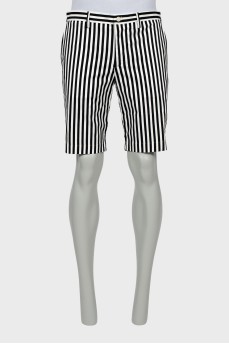 Men's black and white striped shorts