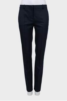 Blue wool trousers with arrows