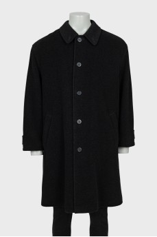 Men's single-breasted wool and cashmere coat