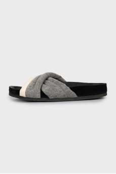 Combined textile and leather slides