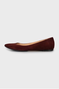 Burgundy Pointed Toe Ballet Shoes