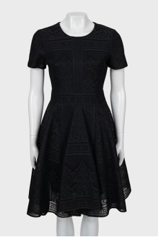 Black short sleeve lace dress