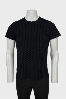 Men's velor T-shirt with embossed print