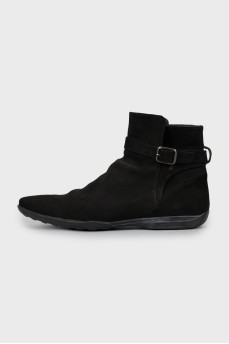 Men's suede shoes with buckle