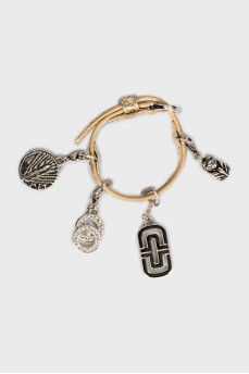 Leather bracelet with silver charms