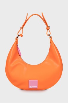 Orange eco-leather hobo bag