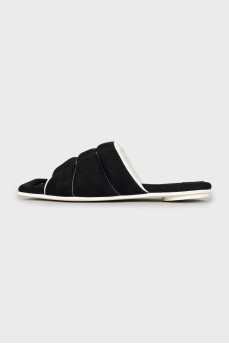 Textile flip-flops black and white