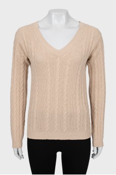 Beige sweater with decorative weave