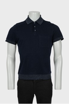 Men's blue polo with signature print