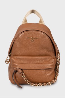 Leather mini backpack with chain