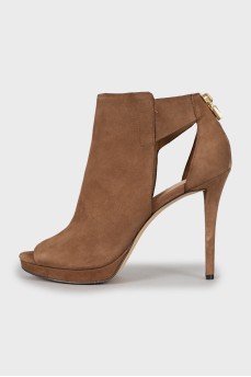 Open Toe Suede Ankle Boots
