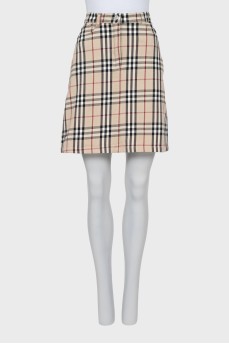 Denim skirt with print