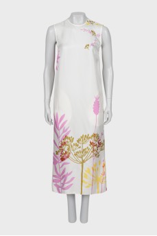 Silk A-line dress in floral print