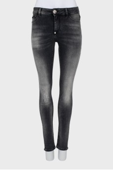 Gray low-rise skinny jeans