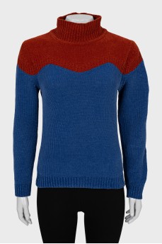 Two-tone velor sweater