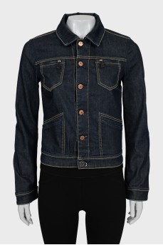 Denim jacket with contrast stitching