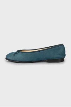 Suede ballerinas with embroidered logo